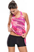 Sexy Rosy Print Blouson Tankini with Black Swim Bottom
